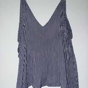 Lulu's Navy and White Striped V-Neck Blouse